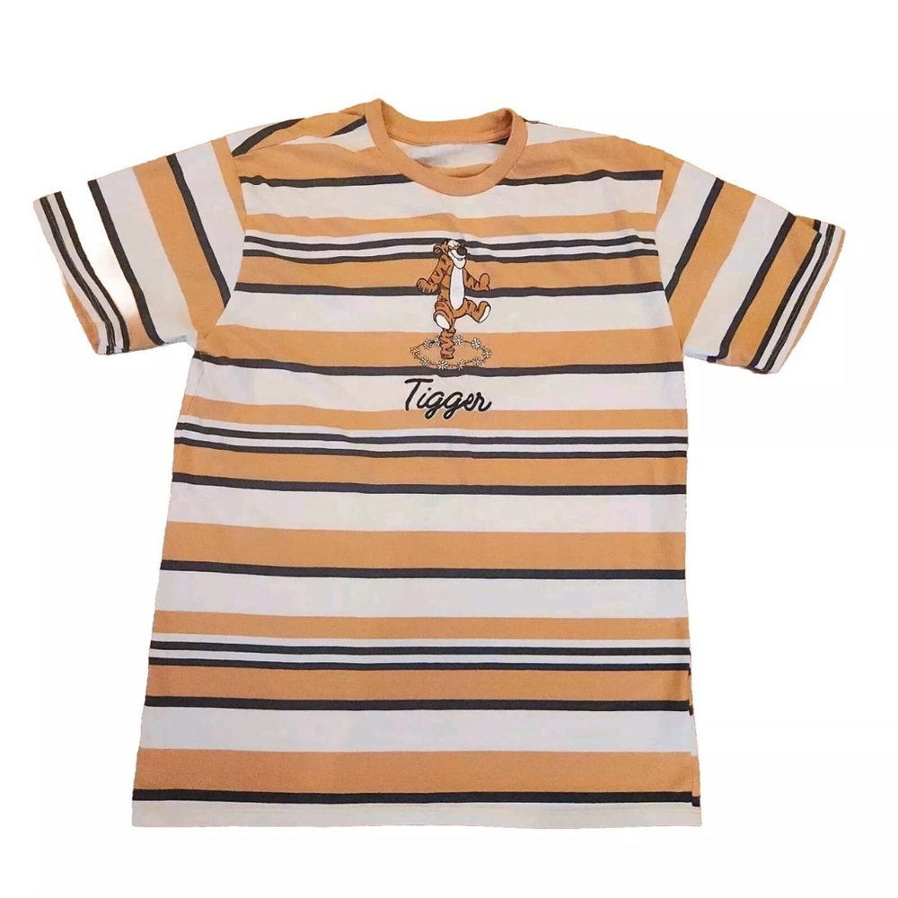 DISNEY Orange Black Striped Embroidered Tigger Winnie the Pooh T-Shirt Womens S